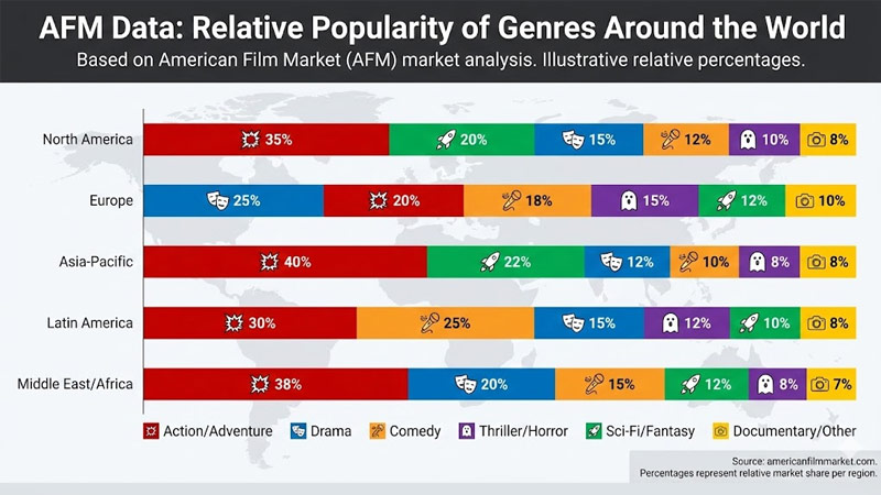Approximate Genre Popularity Distribution by Region